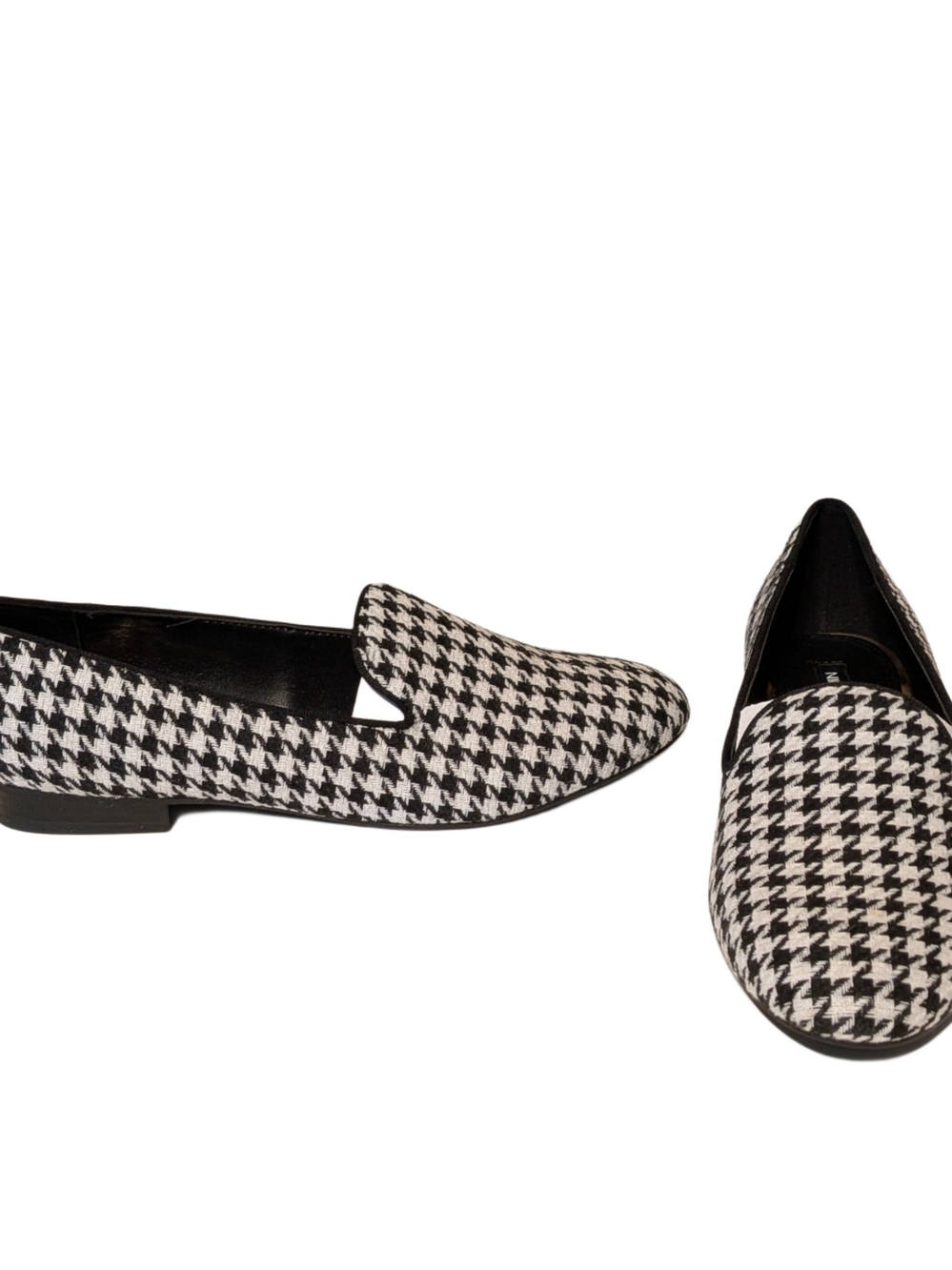 Nine West Renold2 Womens 8M Black White Houndstooth Smoking Loafers Flats - Picture 6 of 9